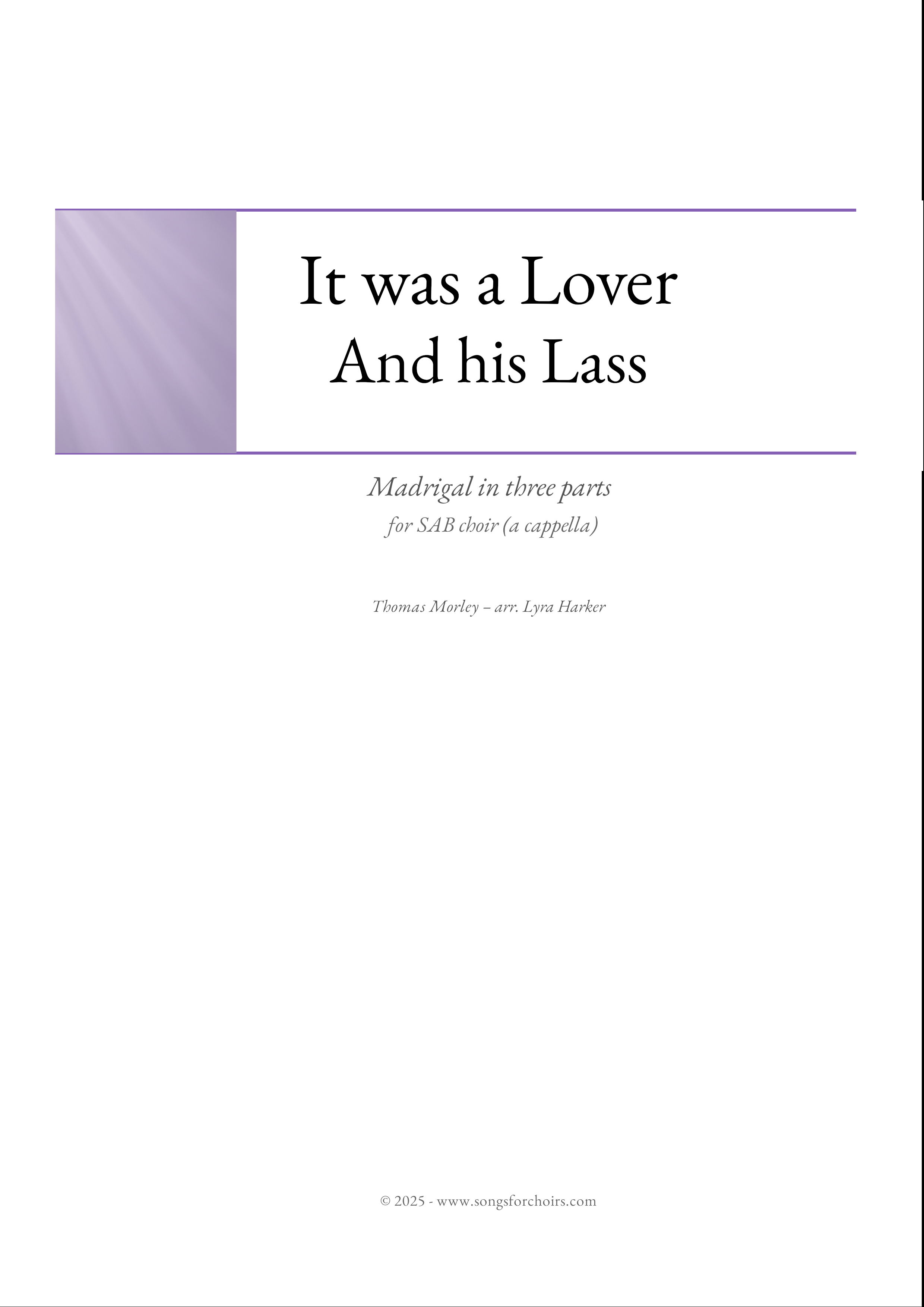It Was a Lover and His Lass cover
